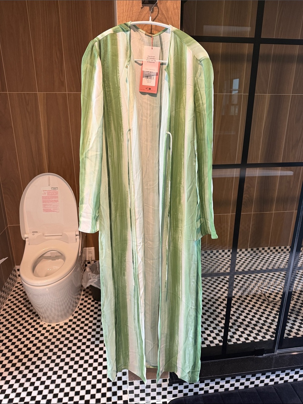 cult gaia Green and White Striped Long Robe